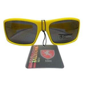 Khan Sunglasses Boys Yellow Plastic Sport Running Jogging Gray Lens NWTS